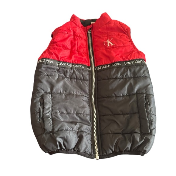 Calvin Klein Red and Black Puffer Vest - Picture 1 of 4